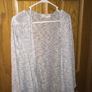 Long gray and white cardigan